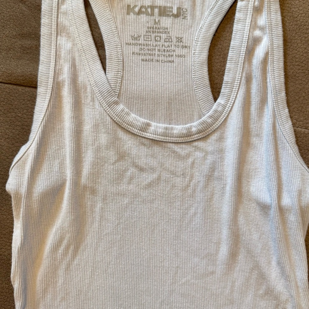 Katie J light blue Ribbed cropped Tank Top